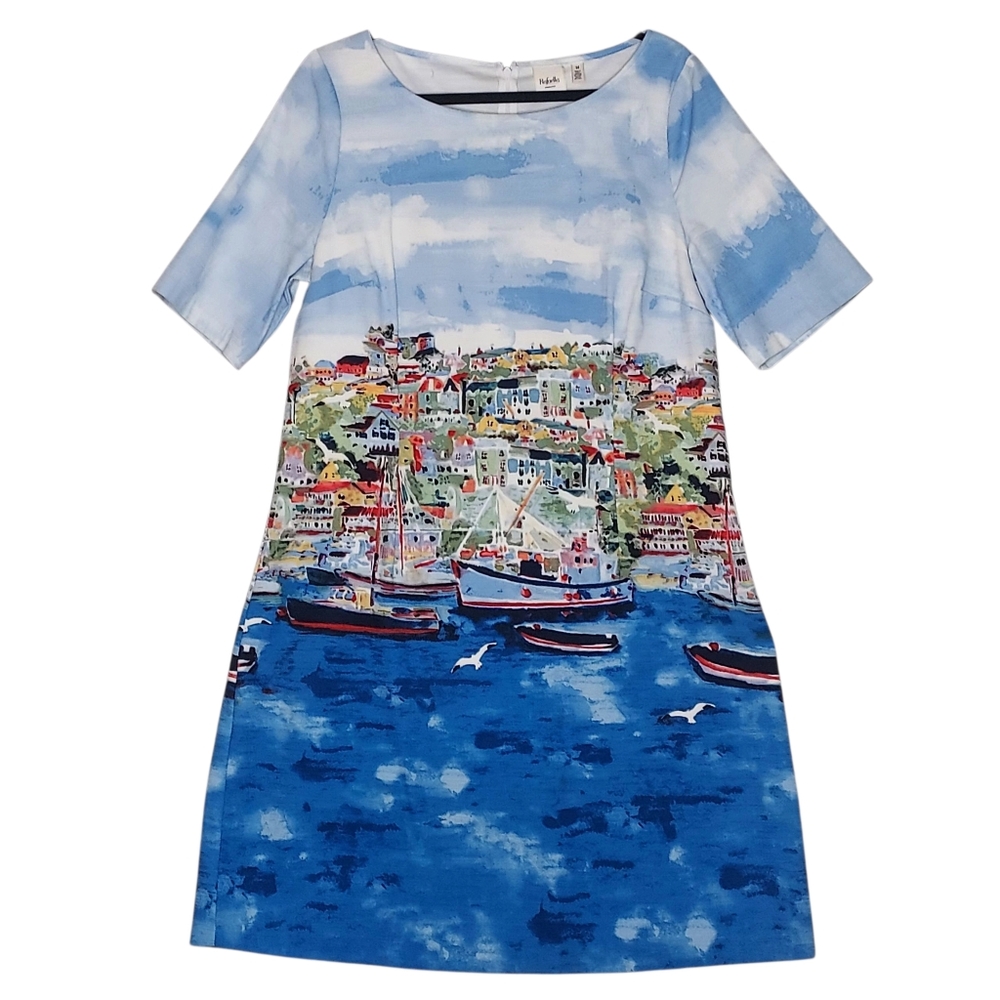 Rafaella Weekend Women 14 Resort Nautical Colorful Scene Modest Dress